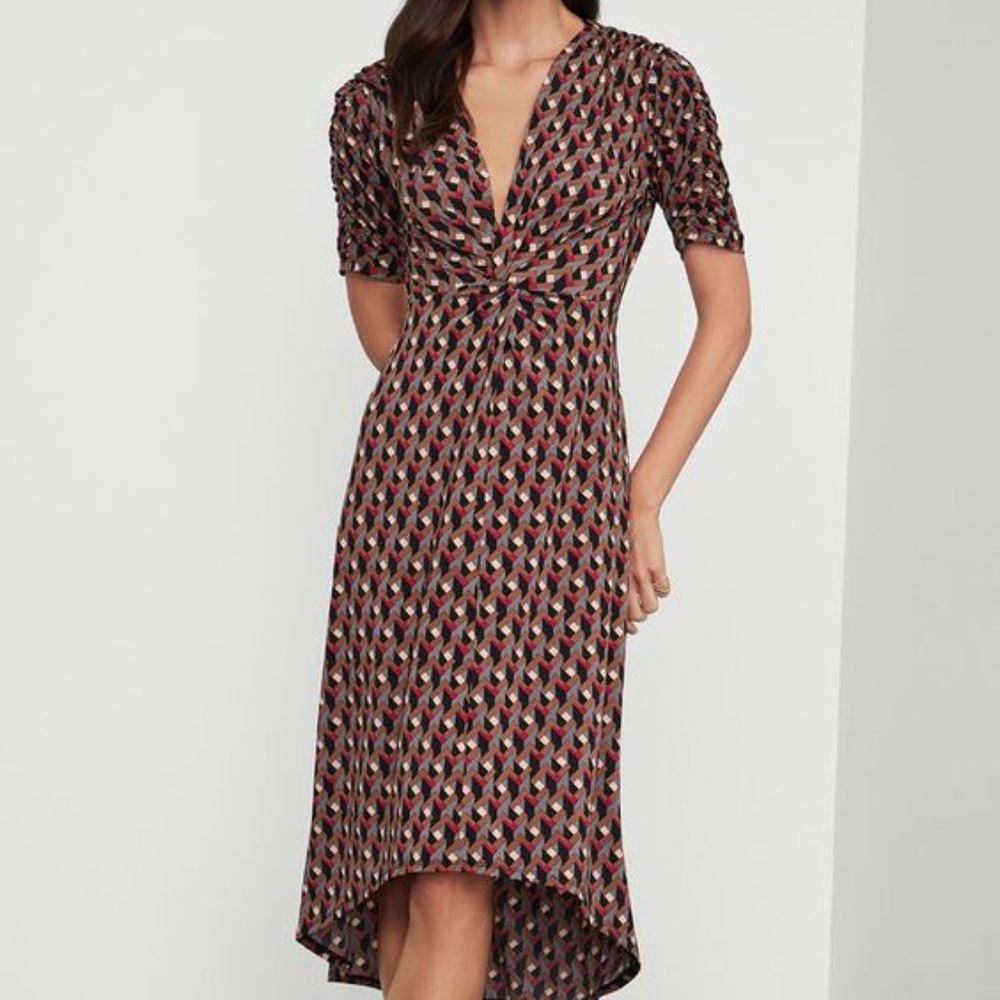 BCBG MAXAZRIA BRAND NEW TWIST FRONT MIDI DRESS